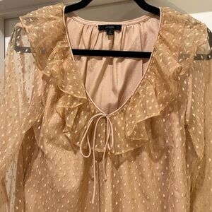 J.CREW Ruffle-neck Mesh Romantic Top